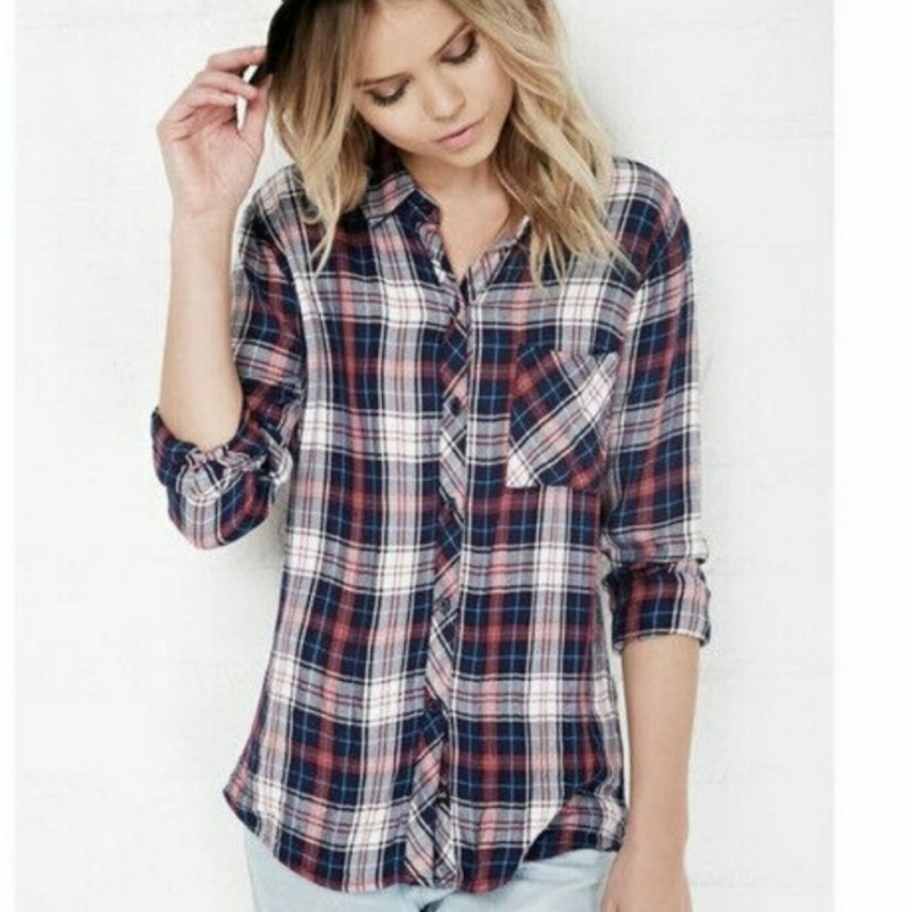 Rails M hunter plaid flannel shirt red, navy white